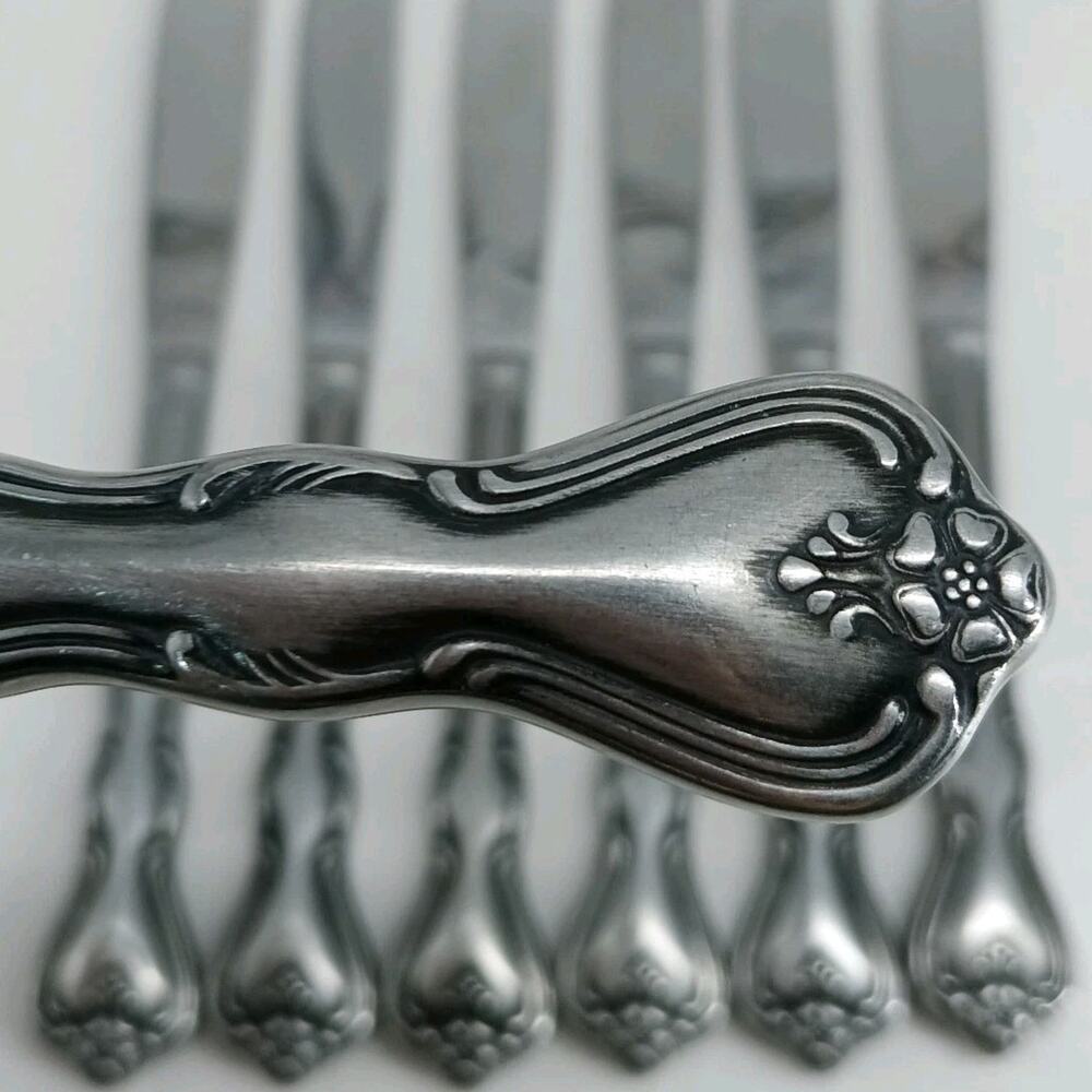 7X BK Vtg Noritake 18-8 Stainless Japan Sylvia Flatware Butter Knives Silverware